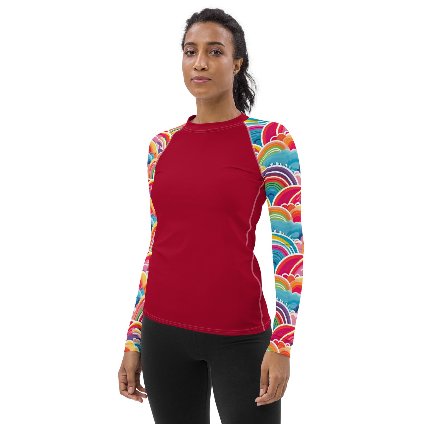 Rainbow Sleeves and Red Body - Women's Rash Guard