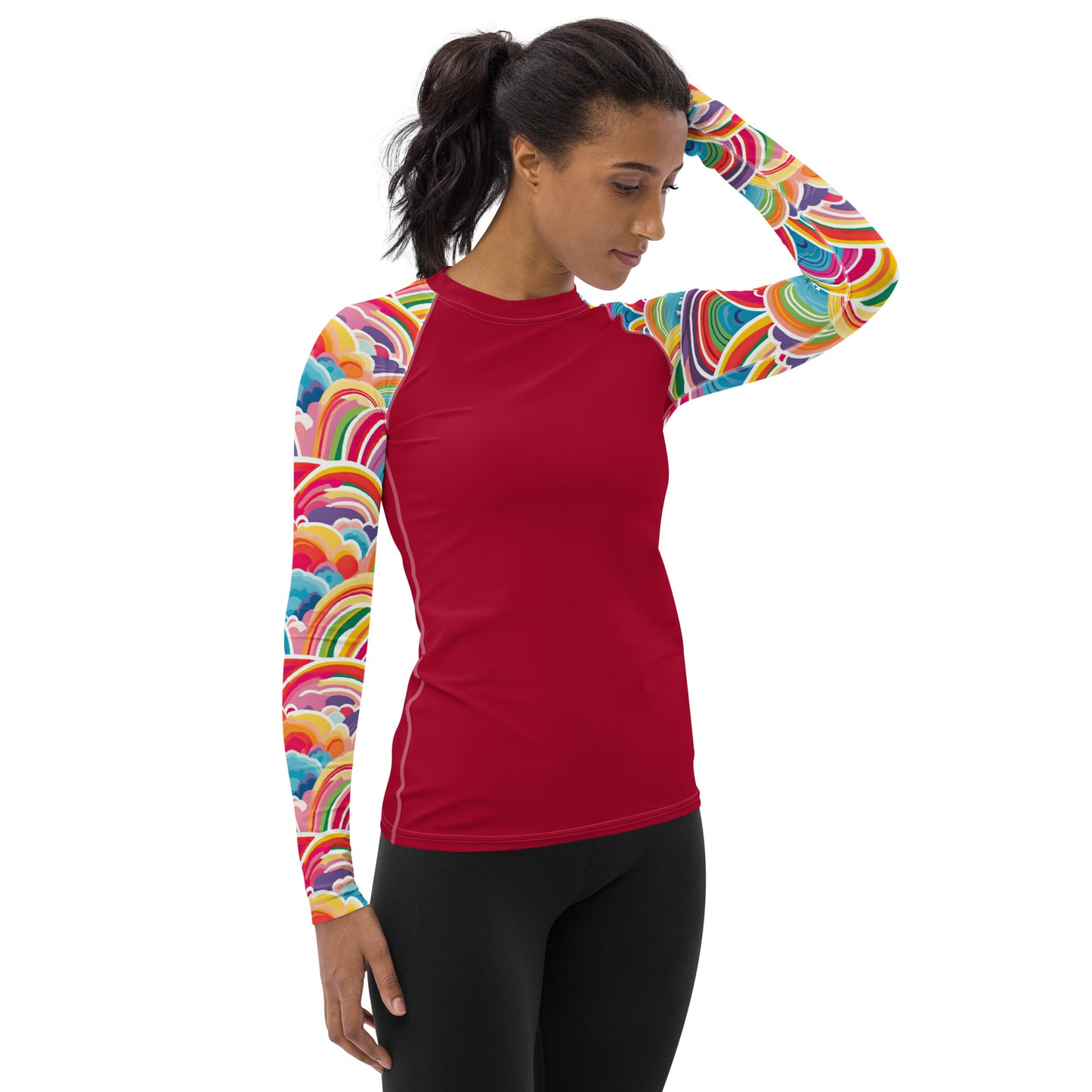 Rainbow Sleeves and Red Body - Women's Rash Guard