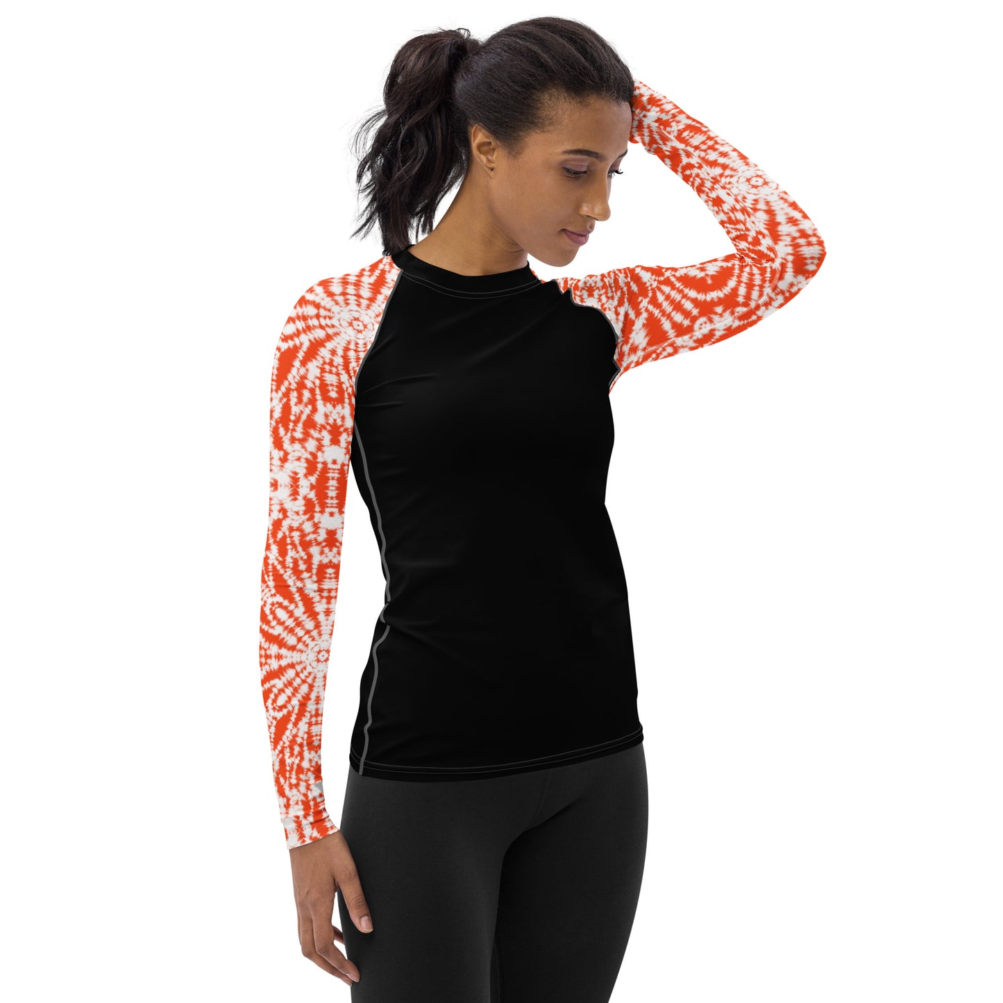 Batik - Orange Sleeves and Black Body - Women's Rash Guard