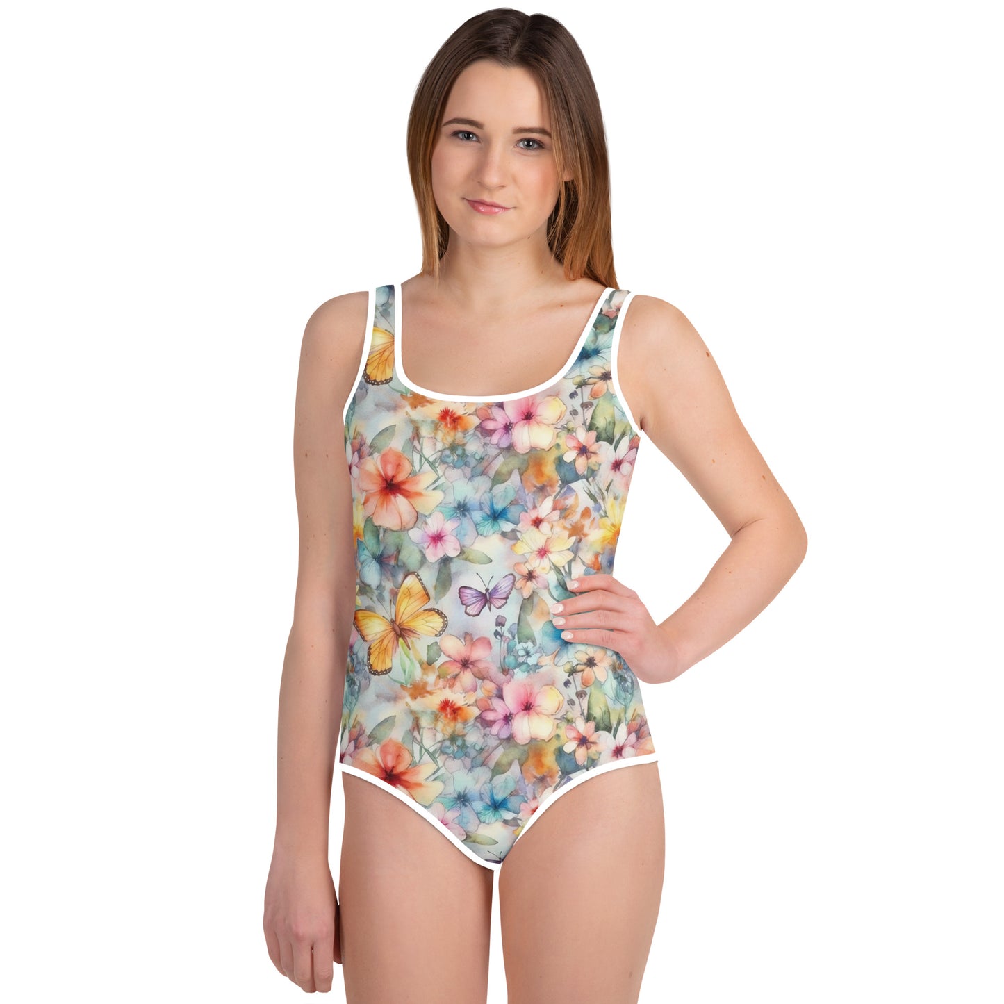 Butterflies and Flowers - Youth Swimsuit