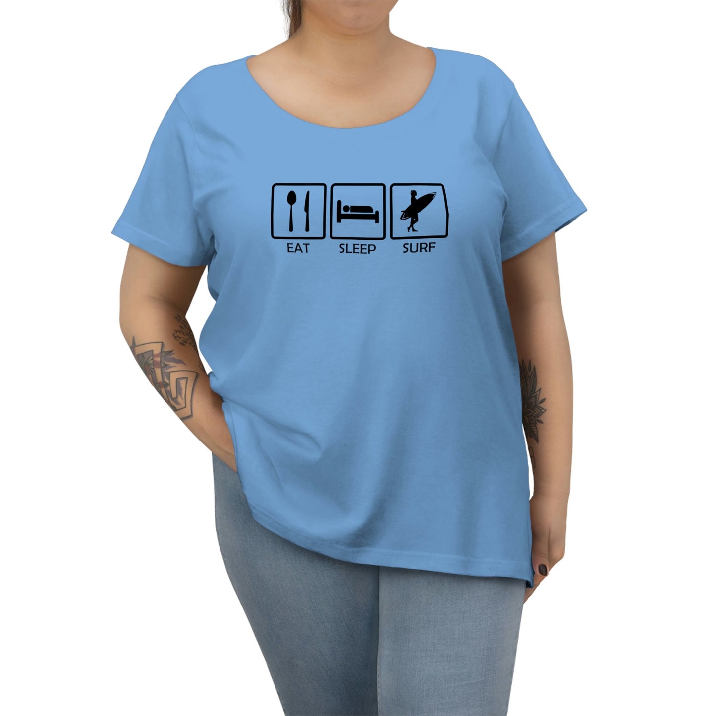 Eat, Sleep, Surf - Women's Curvy Tee