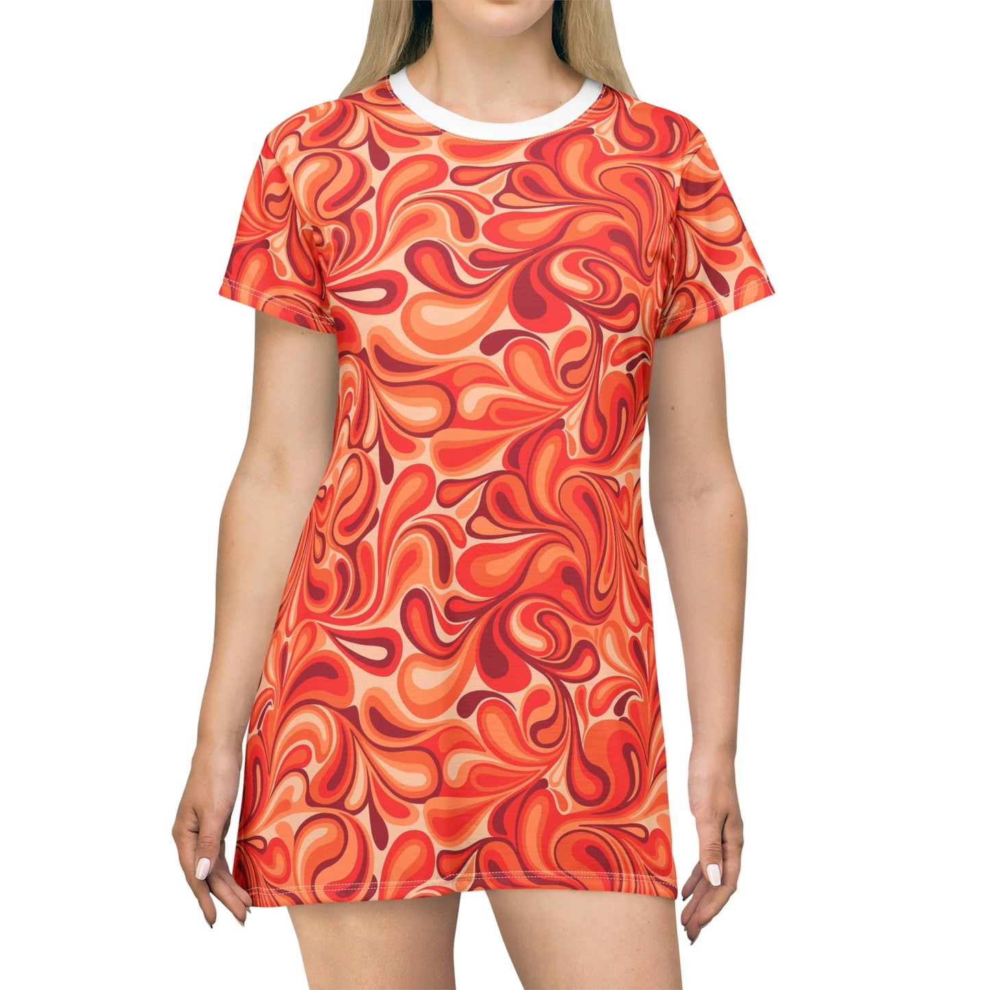 T-Shirt Dress - Red Abstract