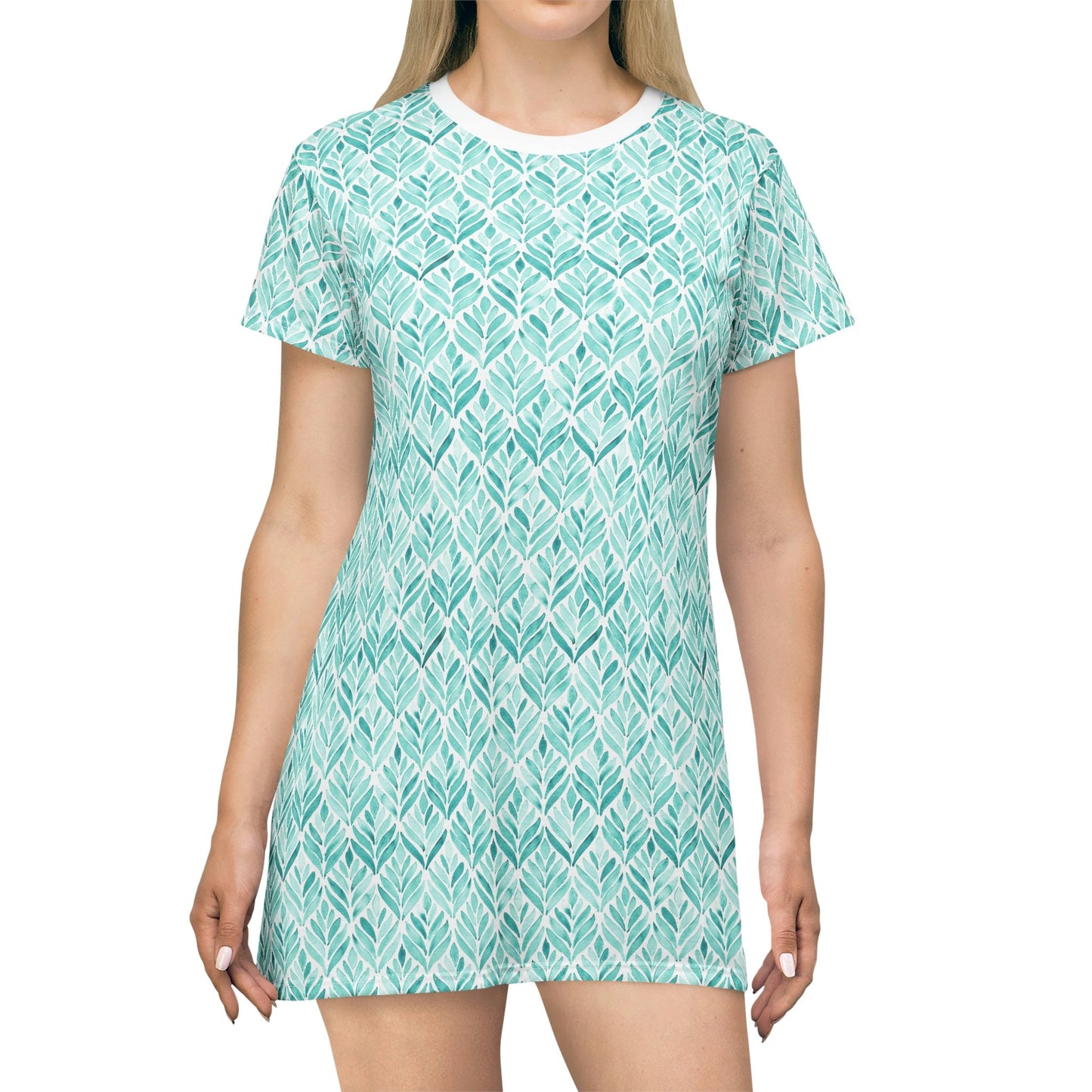 T-Shirt Dress - Turquoise Watercolor