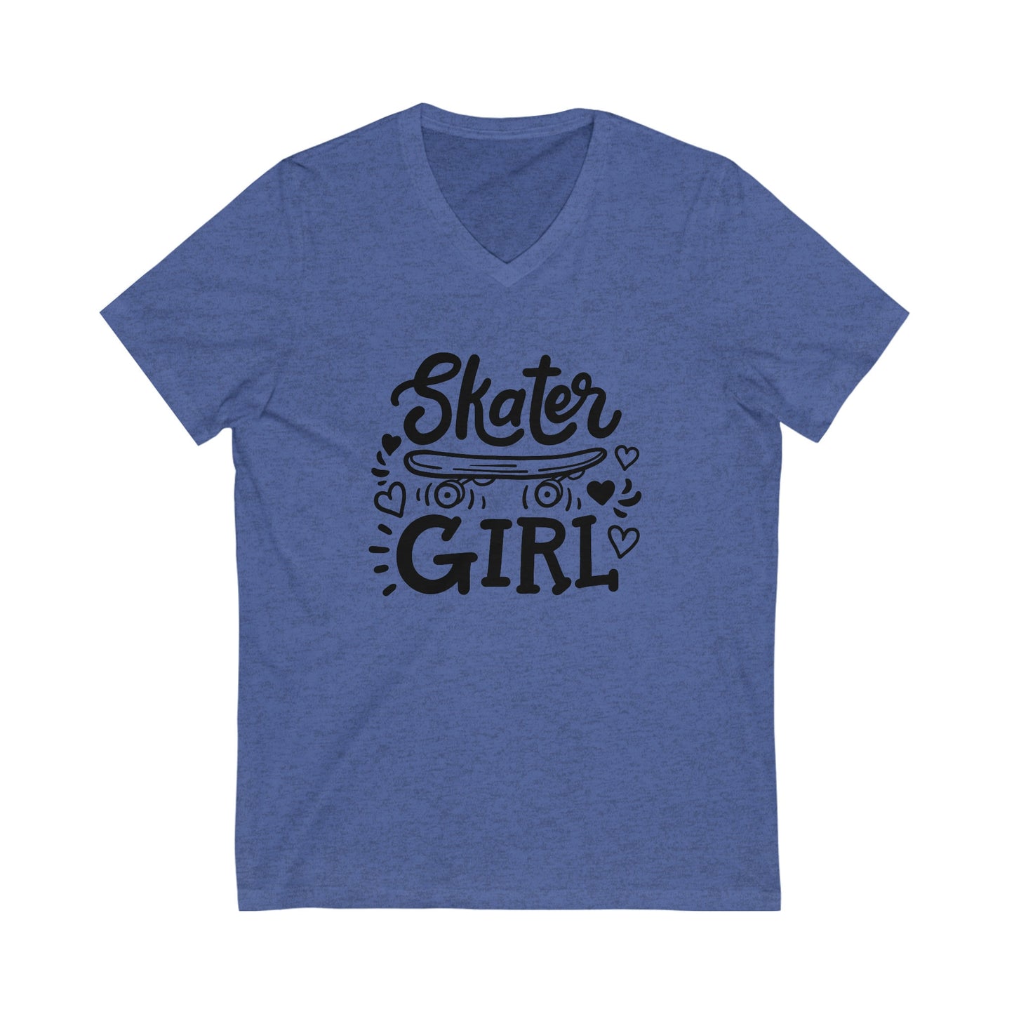 Unisex Jersey Short Sleeve V-Neck Tee - Skater Girl