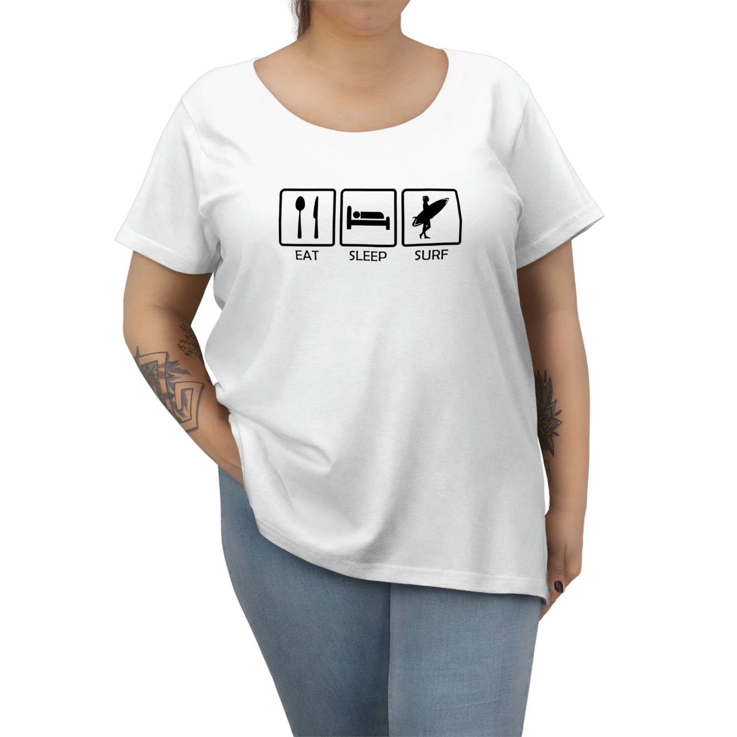 Eat, Sleep, Surf - Women's Curvy Tee