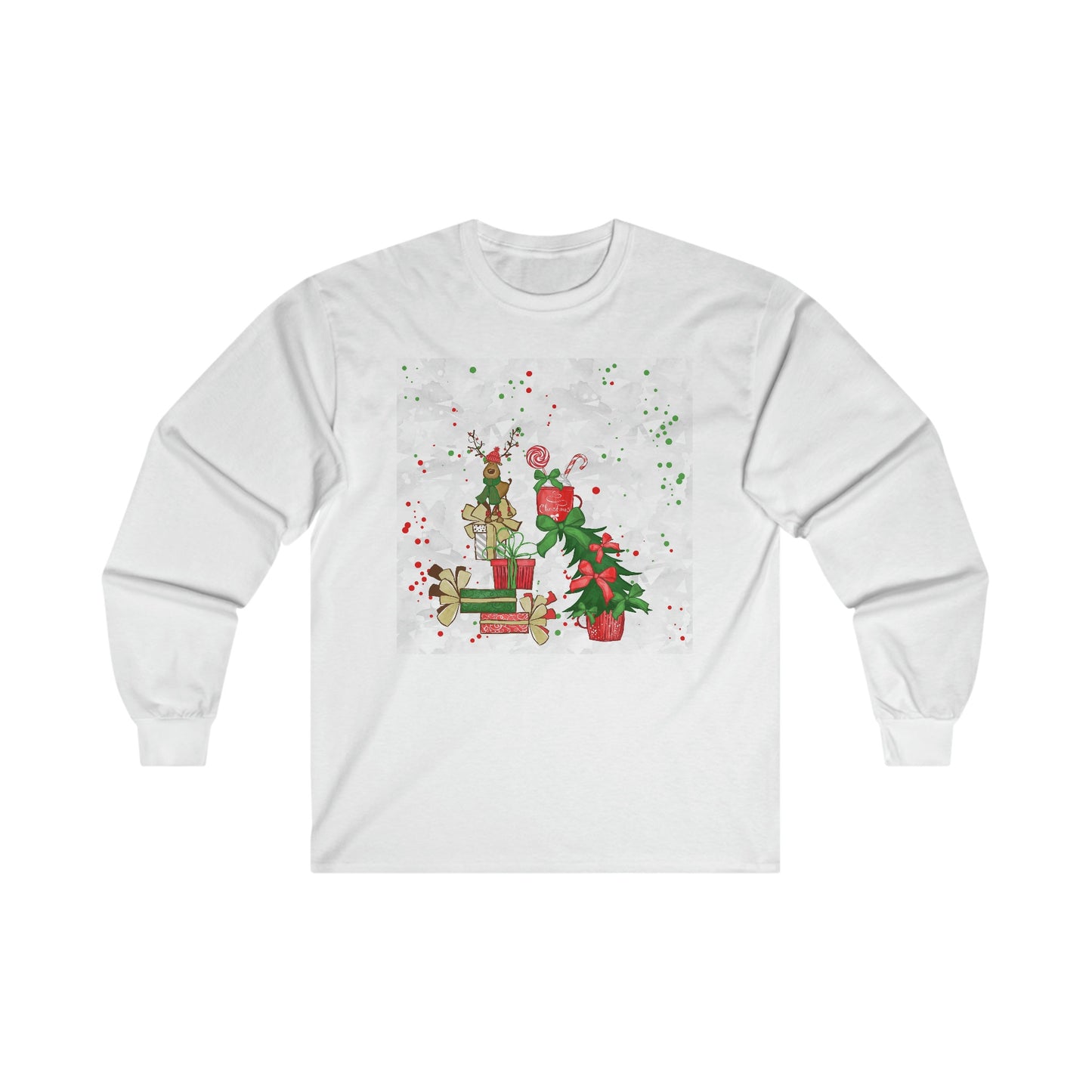 Reindeer Christmas -  Tree, Candy Cane, Presents - Funny Christmas - Ultra Cotton Long Sleeve Tee