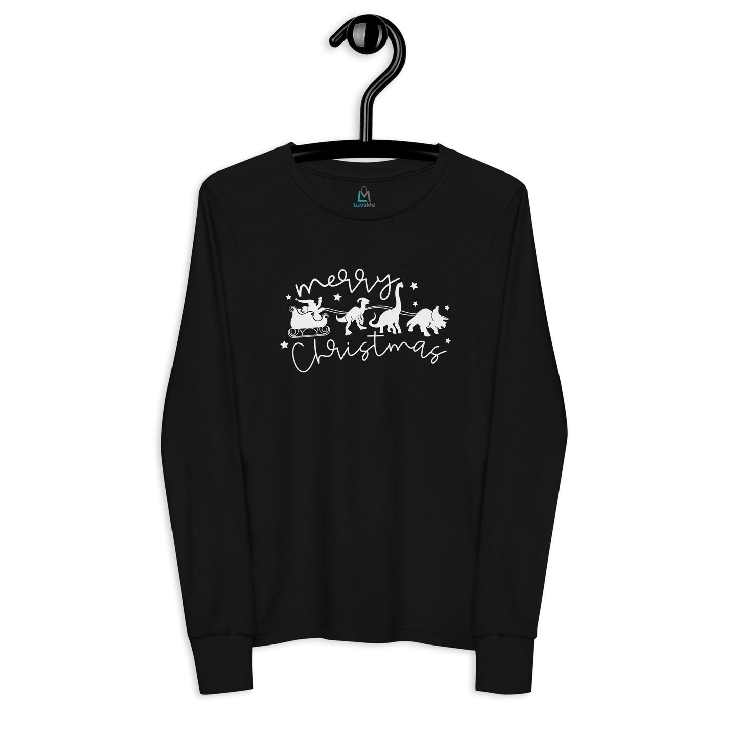 Santa's Sleigh pulled by Dinosaurs - Funny Christmas - Youth long sleeve tee