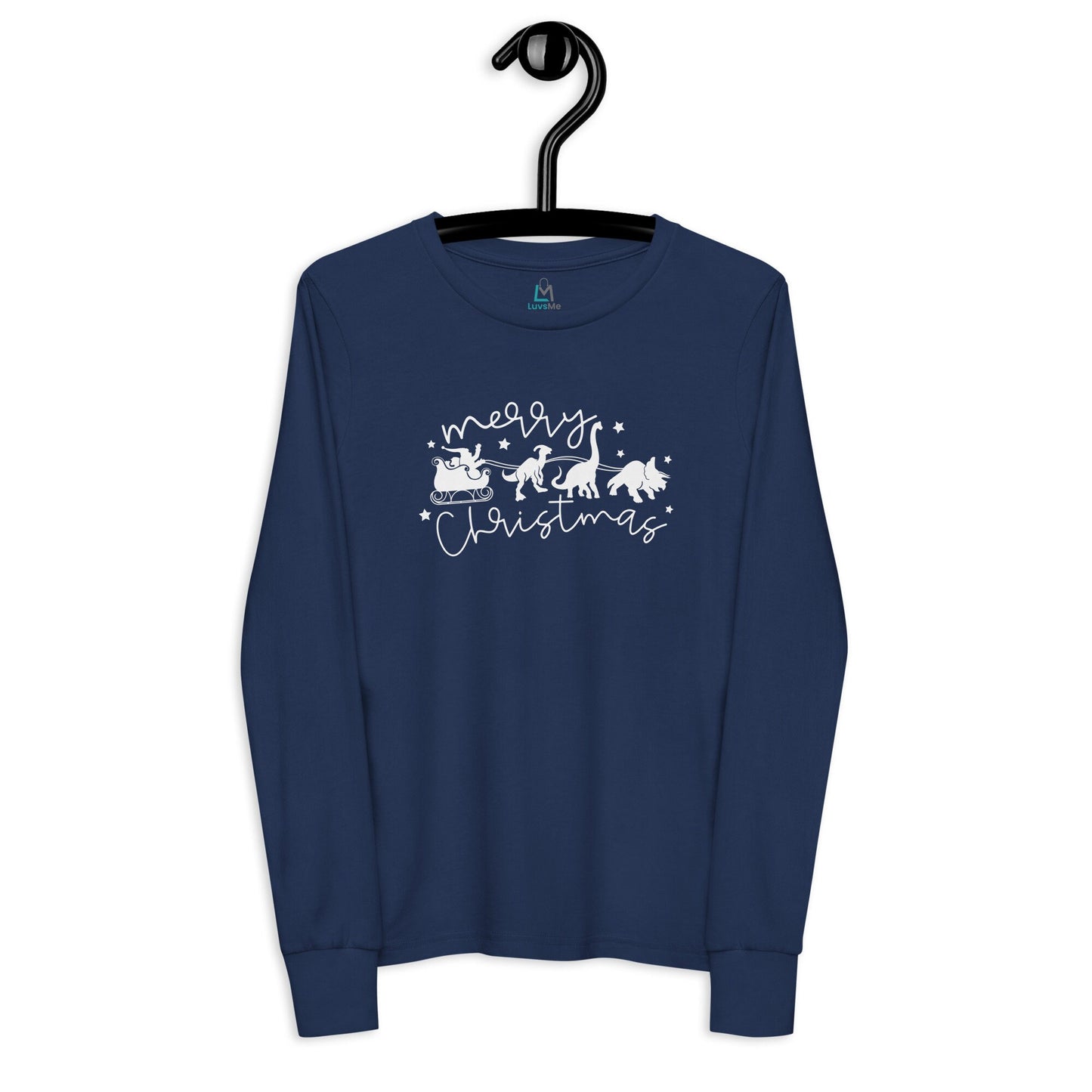 Santa's Sleigh pulled by Dinosaurs - Funny Christmas - Youth long sleeve tee